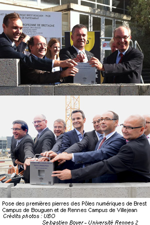 Pose 1ère pierre des Pôles numériques de Brest et de Rennes